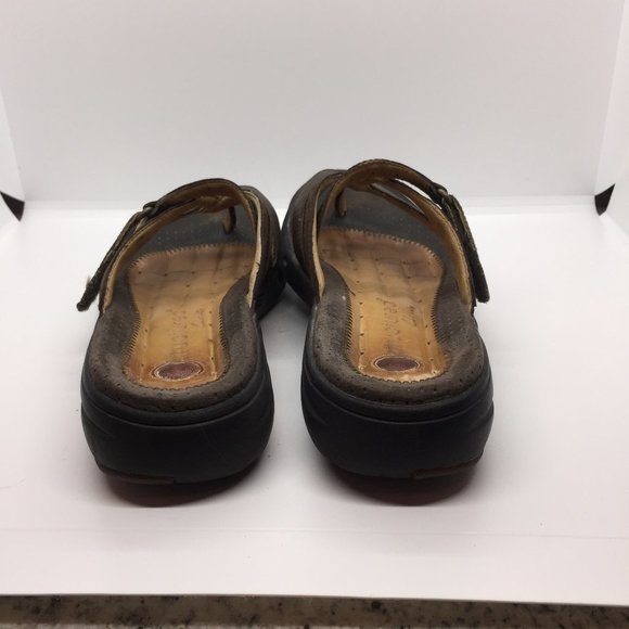 Clarks Pewter Bronze Leather Slip On  Sandals  6 - Picture 5 of 10